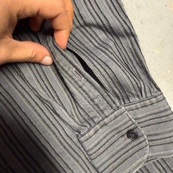 Ermenegildo Zegna Z Striped Dress Shirt Long Sleeve Button Up Grey 15 1/2 Medium - Picture 7 of 11